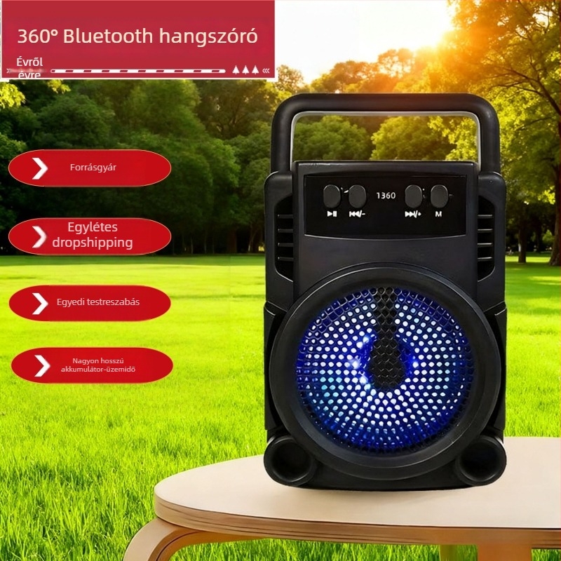 Hordozható Bluetooth hangszóró (Bluetooth 5.3, 3 W kimenet, beépített 300–500 mAh akkumulátor, frekvenciasáv 100 Hz–20 kHz, hatótáv 10 m)