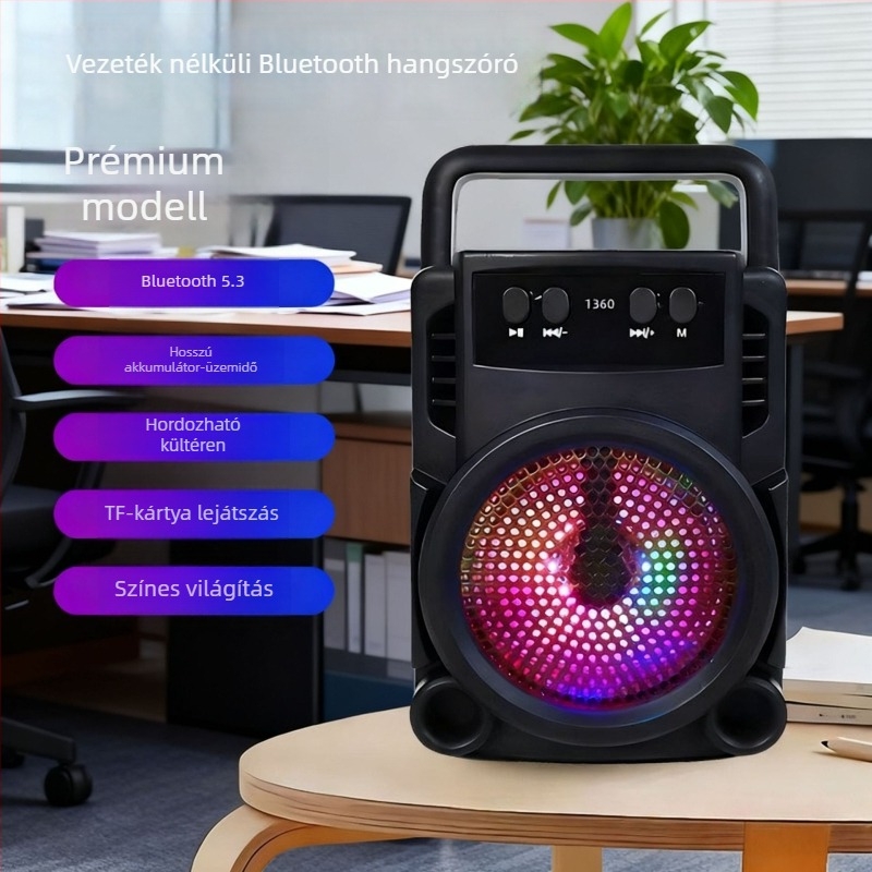 Hordozható Bluetooth hangszóró (Bluetooth 5.3, 3 W kimenet, beépített 300–500 mAh akkumulátor, frekvenciasáv 100 Hz–20 kHz, hatótáv 10 m)