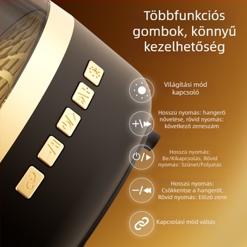 Mini Bluetooth hangszóró, 5 W, 100 Hz–20 kHz frekvenciasáv, Bluetooth 5.3, beépített akkumulátor 300–500 mAh, hatótávolság 10 m
