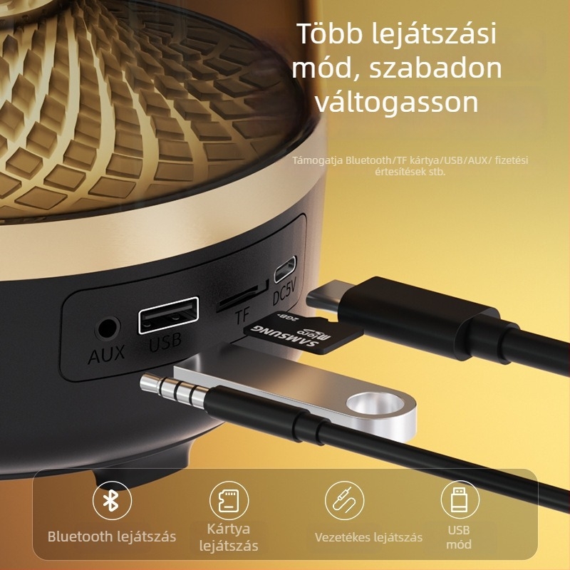 Mini Bluetooth hangszóró, 5 W, 100 Hz–20 kHz frekvenciasáv, Bluetooth 5.3, beépített akkumulátor 300–500 mAh, hatótávolság 10 m