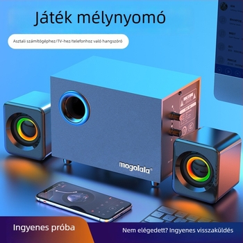 Asztali számítógép-hangszórók, USB-tápellátás, Bluetooth 4.0, 3,5 mm-es audió bemenet, 3 hangszórós rendszer