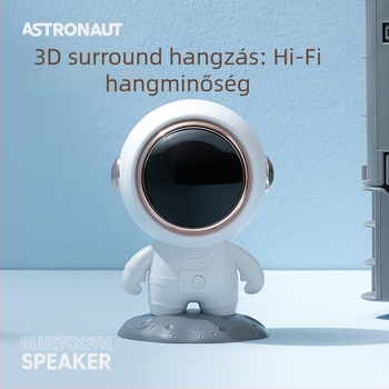 Űrhajós témájú vezeték nélküli Bluetooth hangszóró – IPX4, 5W, Bluetooth 5.3, 20Hz-20kHz, 10 m hatótáv