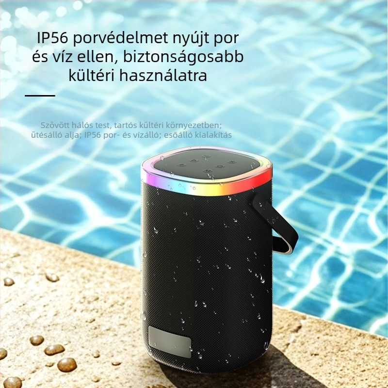 Smoosi kültéri hordozható Bluetooth hangszóró mély basszussal, IPX4 vízálló, színes fényekkel, 40W beépített akkumulátor