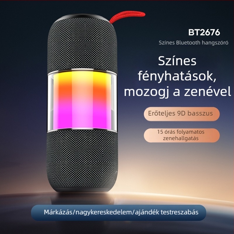 Vízálló Bluetooth hangszóró, hordozható kültéri és otthoni használatra, 5W, Bluetooth 5.3, IPX5, beépített akkumulátor 2000–4000 mAh, frekvencia-tartomány 100 Hz–20 kHz