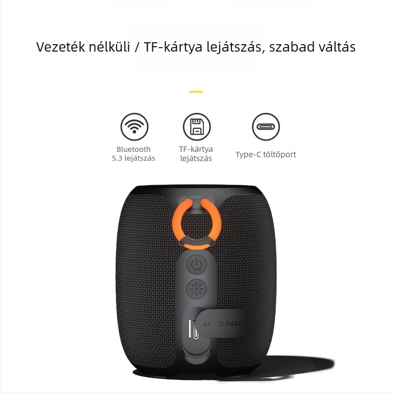 Vezeték nélküli Bluetooth hangsugárzó kültéri használatra, IPX4 vízálló, 10W teljesítmény, Bluetooth 5.3, 20m hatótáv, beépített 1200–2000mAh akkumulátor
