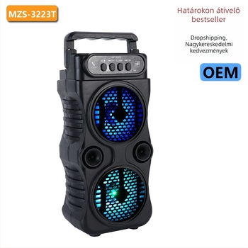 Kültéri vezeték nélküli Bluetooth hordozható hangfal kettős 3 hüvelykes basszus hangszóróval, USB tápegység, Bluetooth 5.3, 10W kimenet, beépített 1200-2000mAh akkumulátor, 15 m hatótávolság
