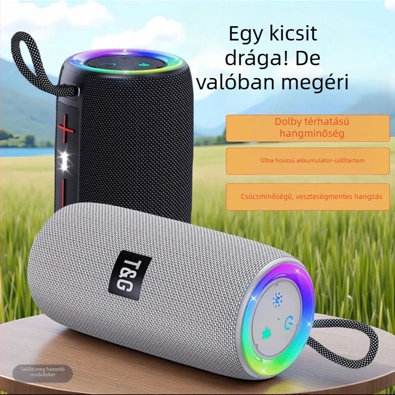 Kézben tartható Bluetooth hangszóró kettős basszus-dinamikával – 20W, Bluetooth 5.3, beépített 2000–4000mAh akkumulátor, 100 Hz–20 kHz, hatótáv 10 m