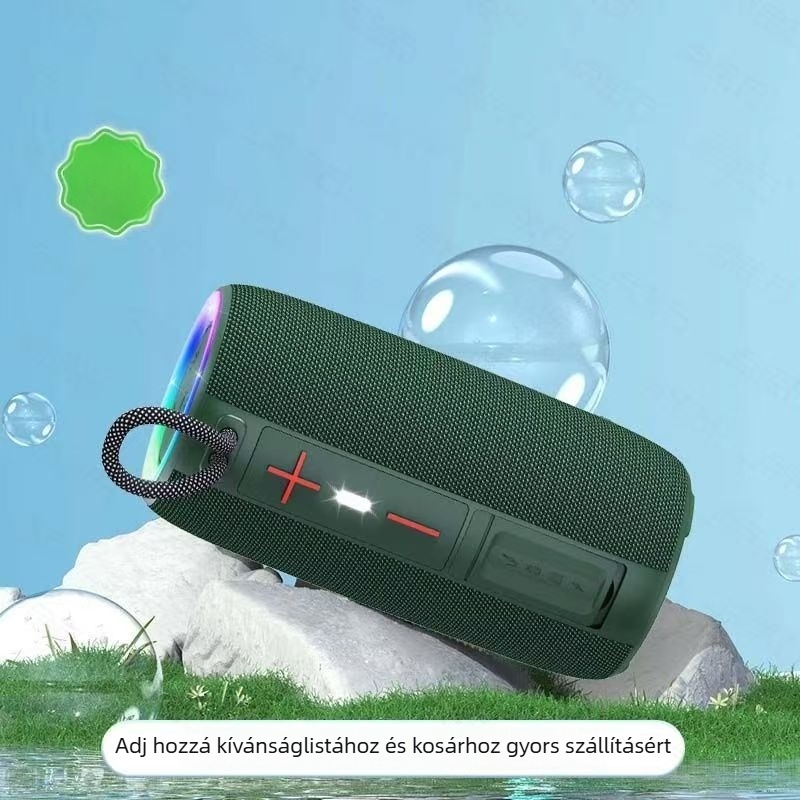 Kézben tartható Bluetooth hangszóró kettős basszus-dinamikával – 20W, Bluetooth 5.3, beépített 2000–4000mAh akkumulátor, 100 Hz–20 kHz, hatótáv 10 m