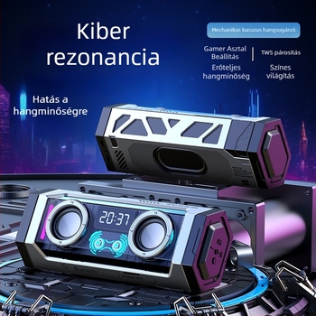 Vezeték nélküli Bluetooth asztali hangfal karaoke funkcióval, 2 hangszóróval, BT 5.3, 100Hz–20kHz, 10W, beépített 1200–2000mAh akkumulátor