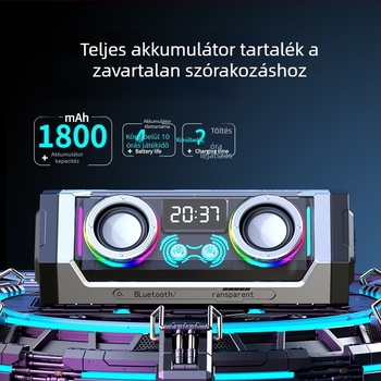 Vezeték nélküli Bluetooth asztali hangfal karaoke funkcióval, 2 hangszóróval, BT 5.3, 100Hz–20kHz, 10W, beépített 1200–2000mAh akkumulátor