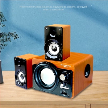 Asztali/TV vezeték nélküli Bluetooth hangfal – 220W, Bluetooth 5.0, 40Hz–20kHz, SNR ≥75dB, Fa burkolat