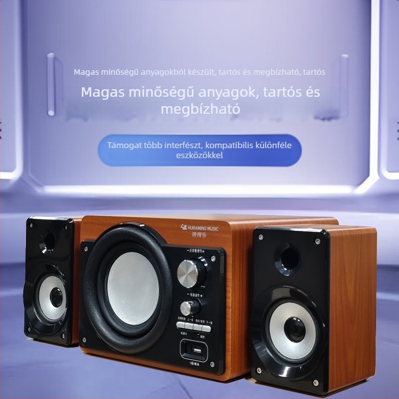 Asztali/TV vezeték nélküli Bluetooth hangfal – 220W, Bluetooth 5.0, 40Hz–20kHz, SNR ≥75dB, Fa burkolat
