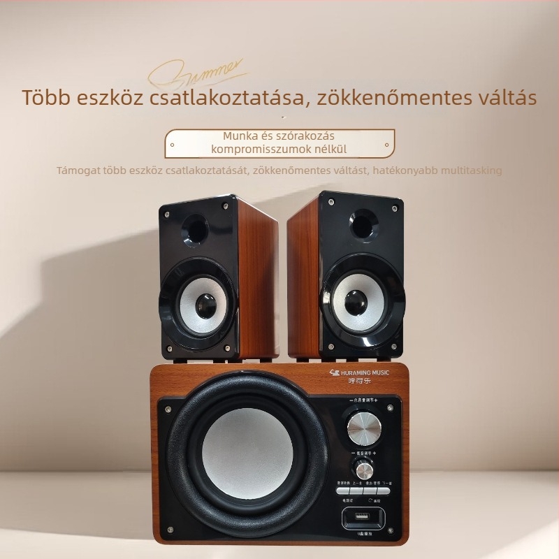 Asztali/TV vezeték nélküli Bluetooth hangfal – 220W, Bluetooth 5.0, 40Hz–20kHz, SNR ≥75dB, Fa burkolat