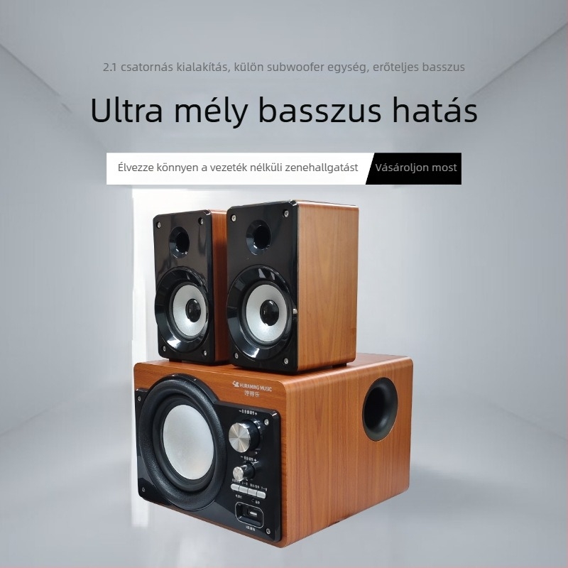 Asztali/TV vezeték nélküli Bluetooth hangfal – 220W, Bluetooth 5.0, 40Hz–20kHz, SNR ≥75dB, Fa burkolat