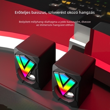 Fényes USB mini számítógép hangszóró két hangszóróval, frekvenciasáv 60 Hz–15 kHz, USB/3,5 mm hang, SNR ≥75 dB
