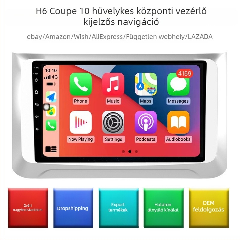 H6Coupe 10 hüvelykes kapacitív érintőképernyős autó navigációs rendszer, minden-egy-ben hordozható egység adott járműhöz