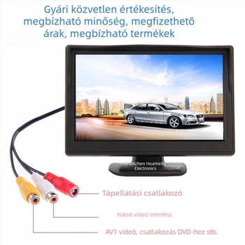 Hátrameneti kijelző H22 – 2-AV bemenet, digitális kijelző, felbontás 800x480