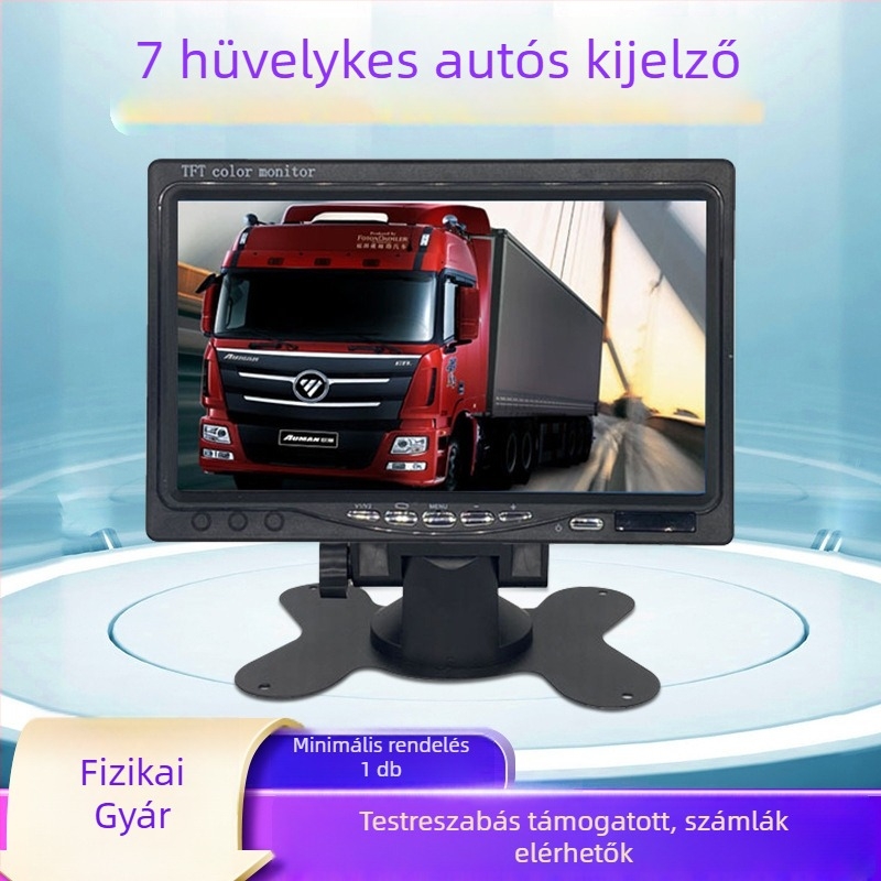 Universális autóba szerelhető reklám kijelző HDMI/VGA/AV bemenetekkel | LED képernyő | 1024x600 felbontás | Modell 7003