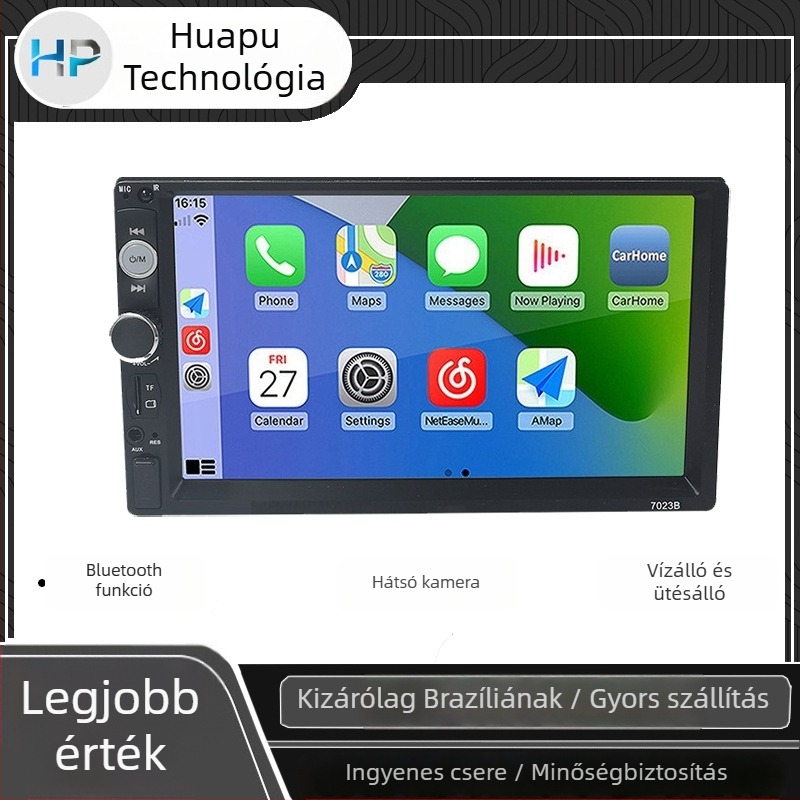 MP5 autóba szóló multimédiás lejátszó Bluetooth-szal és LCD kijelzővel, AV bemenet, 32GB bővítés támogatása