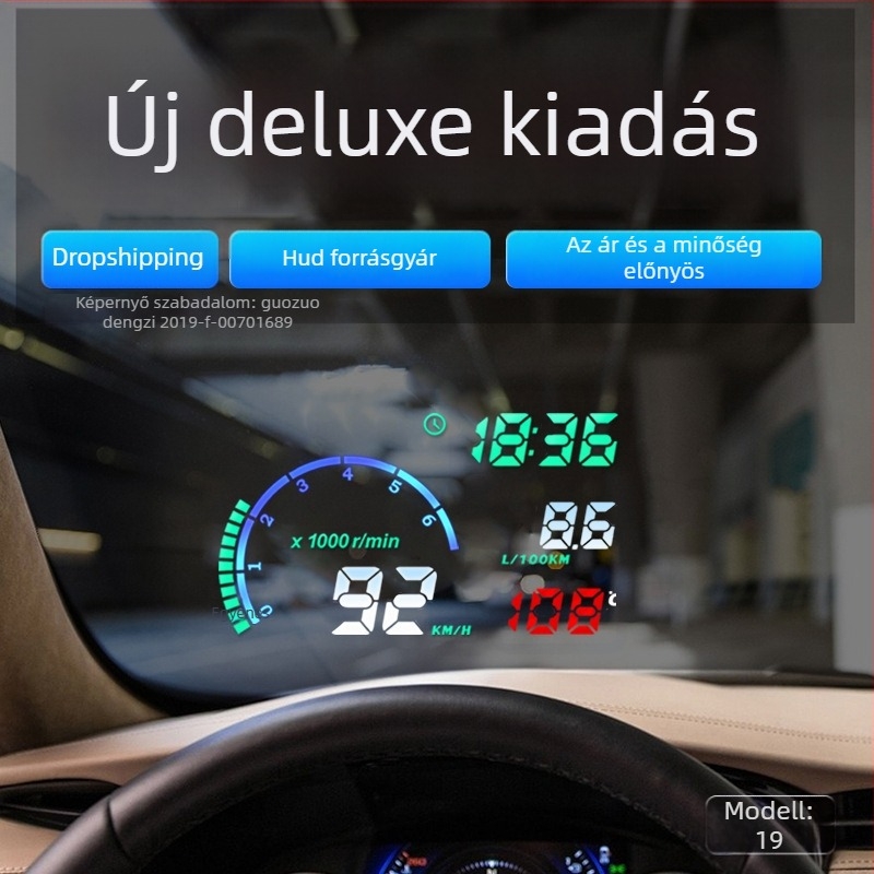 Escort i9 HUD autóhoz, OBD bemenet, repülőgépminőségű LED kijelző, felbontás 1000, súly 0,25 kg, univerzális kompatibilitás