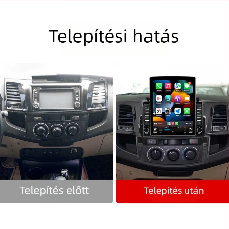 Android autós navigáció Toyota Hiluxhoz, 9,7 hüvelykes függőleges LCD kijelző, 4x45W autó tápellátás, OEM/ODM