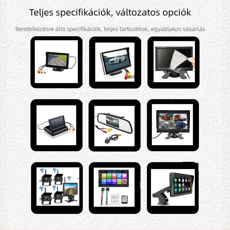 7 hüvelykes univerzális autóhátsó tolató kijelző, HD AHD digitális képernyő, összecsukható visszapillantó tükör