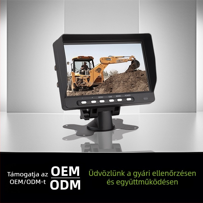 Jármű LCD kijelző JY-M770; kétcsatornás AHD/CVBS bemenet; felbontás 1024x600; négyfelé osztott HD hátrameneti monitor; PAL/NTSC; testreszabható feldolgozás; alkalmas vanokra, teherautókra és lakóautókra
