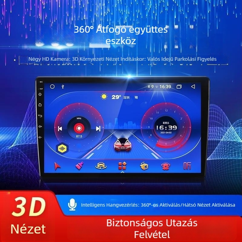 T5 HD 360° panorámás autóba szánt Android navigációs kijelző, 9–10 hüvelykes all-in-one