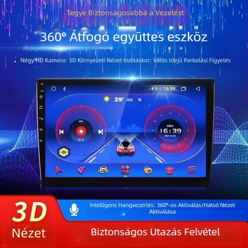 T5 HD 360° panorámás autóba szánt Android navigációs kijelző, 9–10 hüvelykes all-in-one