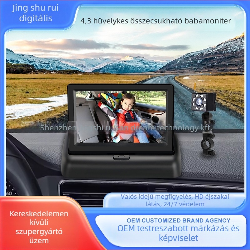 Autó LCD-kijelző, modell 40301, felbontás 480x272, CVBS bemenet