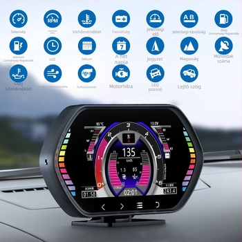 SPR HUD autós LCD kijelző, F12 modell, OBD2 bemenet, LCD képernyő, HD felbontás