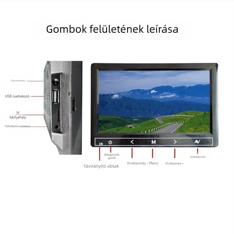 7 colos autós kijelző Bluetooth-szal, MP5 lejátszóval, telefonos kapcsolattal, érintőképernyővel és hátrameneti képpel