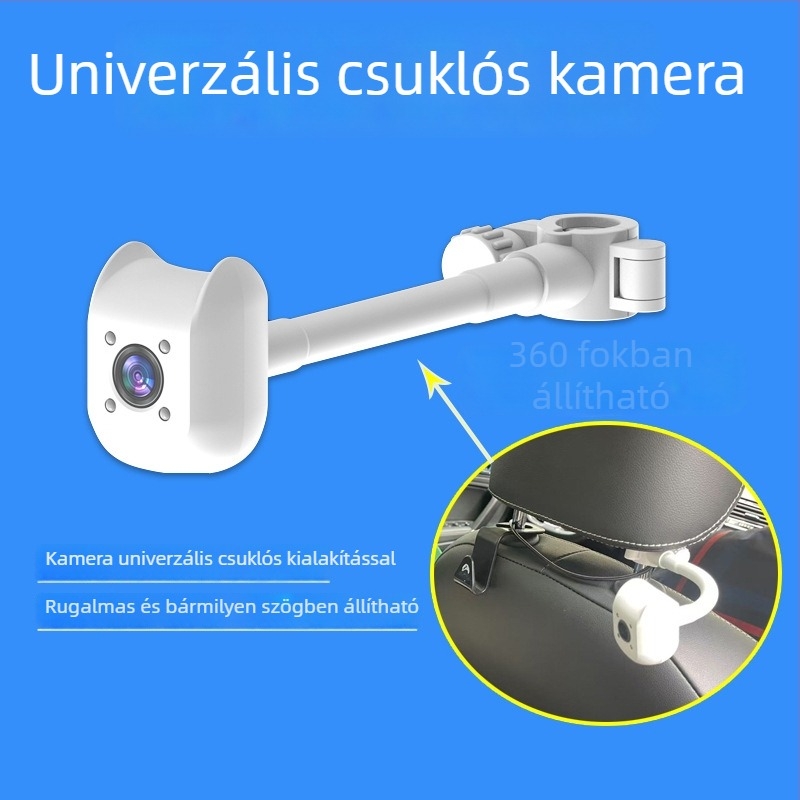 Autóba szerelt babamonitor LCD kijelző, 6,86 hüvelyk, HD, infravörös éjjellátás, hátsó üléshez