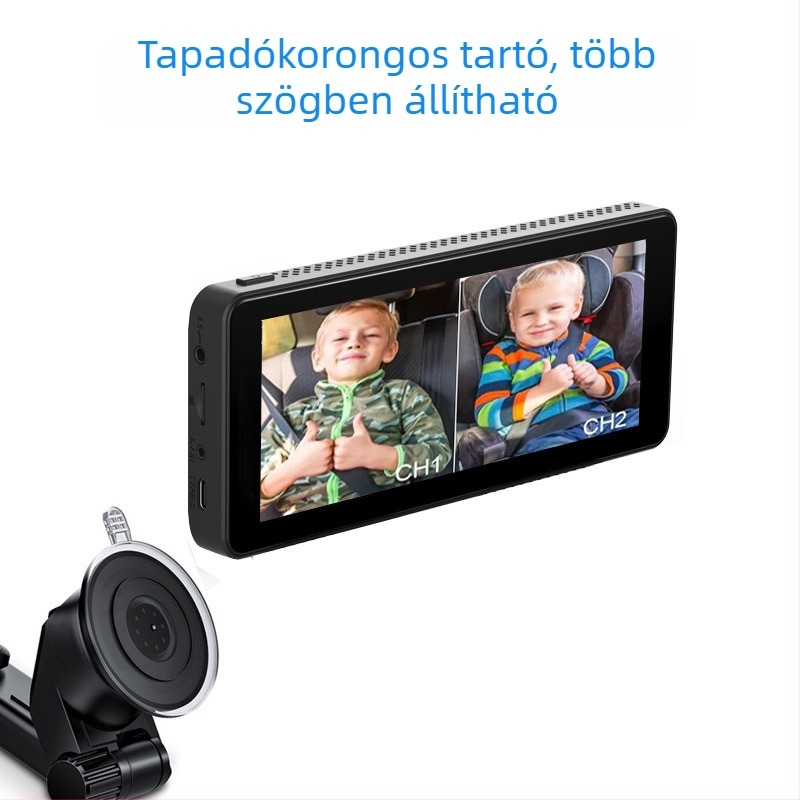 Autóba szerelt babamonitor LCD kijelző, 6,86 hüvelyk, HD, infravörös éjjellátás, hátsó üléshez