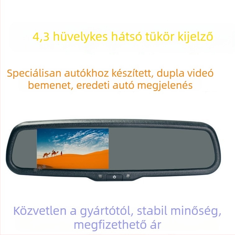 Autó hátulkamerás kijelző, modell H323, LCD-kijelző, felbontás 480x272, AV bemenet