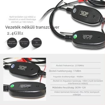 2.4G vezeték nélküli hátrameneti kamera adó-vevő autós kijelzővel
