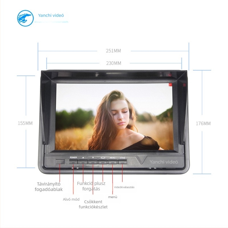 GP906 Autó LCD kijelző — Éjjellátó AHD, Többsávos IPS, műszerfal kijelző, Felbontás 800x480/1024x600, 12-36V, PAL/NTSC