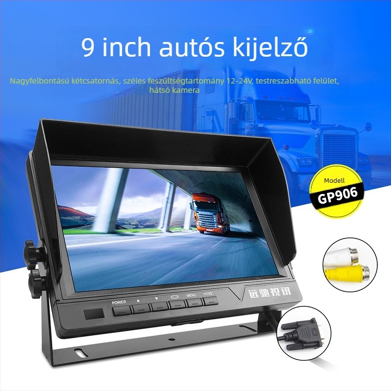 GP906 Autó LCD kijelző — Éjjellátó AHD, Többsávos IPS, műszerfal kijelző, Felbontás 800x480/1024x600, 12-36V, PAL/NTSC