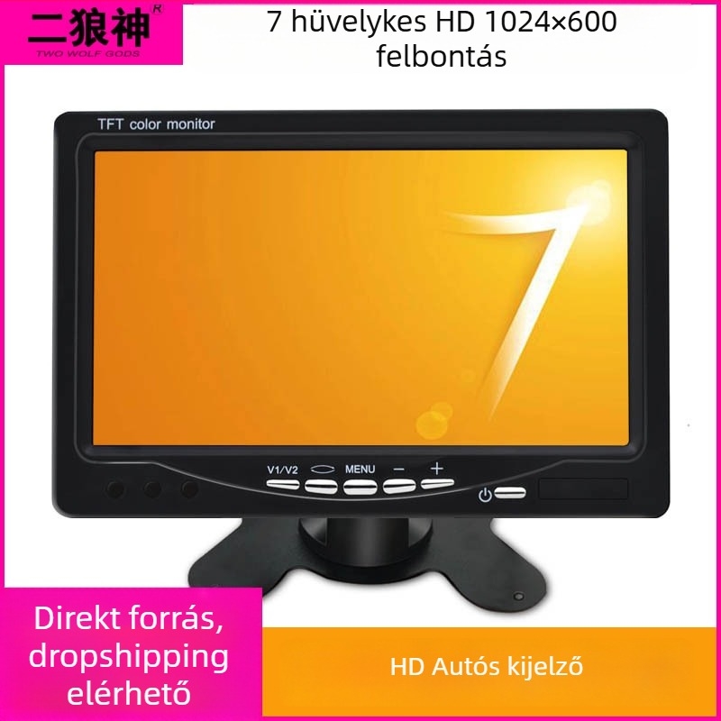7 colos HD autó kijelző monitor, univerzális LCD képernyő hátrameneti képhez