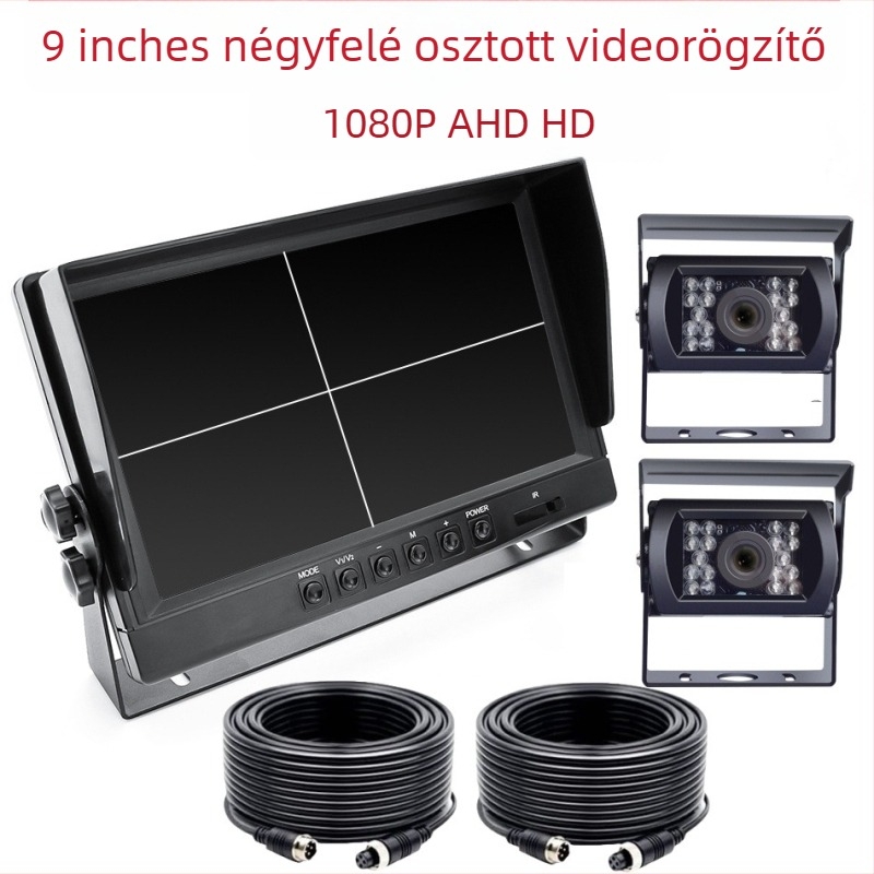 Autóhátsó kijelző négycsatornás DVR-rel (AHD) – AC-9004, felbontás 1024x600, AHD bemenet, PAL/NTSC