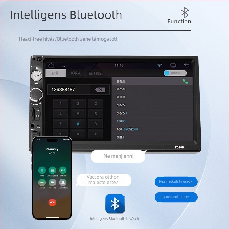 Érintőképernyős autós LCD kijelző, felbontás 800x480, CVBS bemenet, PAL/NTSC kompatibilis