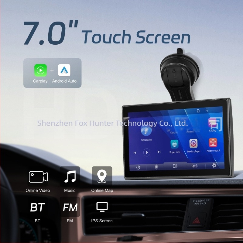 LX-S701 autó LCD monitor, IPS érintéskijelző, 1024x600 felbontás, Apple CarPlay/Android Auto kompatibilis, vízszintes és függőleges megjelenítés támogatott