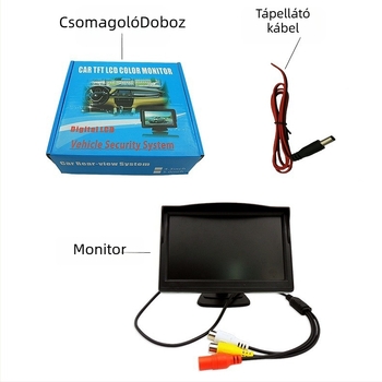 CYL-501 autó LCD kijelző HD digitális kijelzővel, 800x480 felbontás, kétcsatornás bemenet, hátrameneti rendszer.