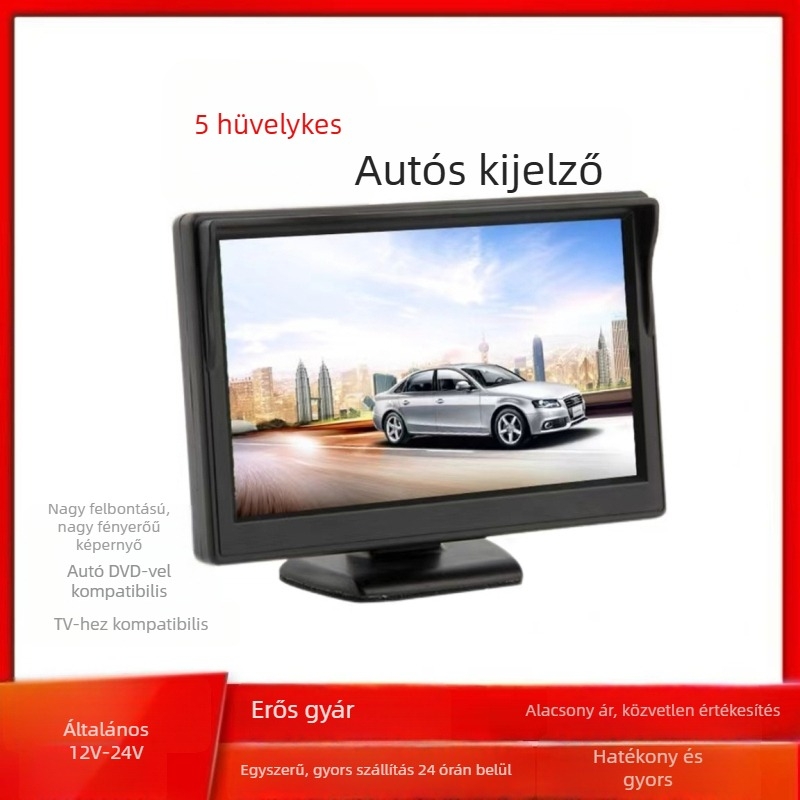 CYL-501 autó LCD kijelző HD digitális kijelzővel, 800x480 felbontás, kétcsatornás bemenet, hátrameneti rendszer.