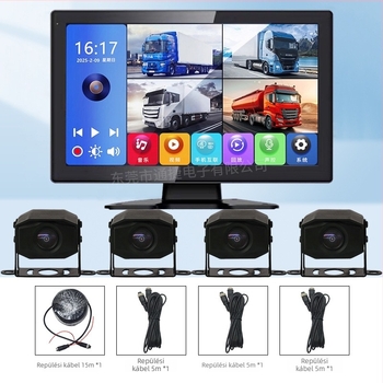Éjszakai látású fedélzeti autós kamera érintőképernyővel, 10 colos kijelző, 256 GB memória, 720p felbontás, 170° látómező, több lencsés rendszer