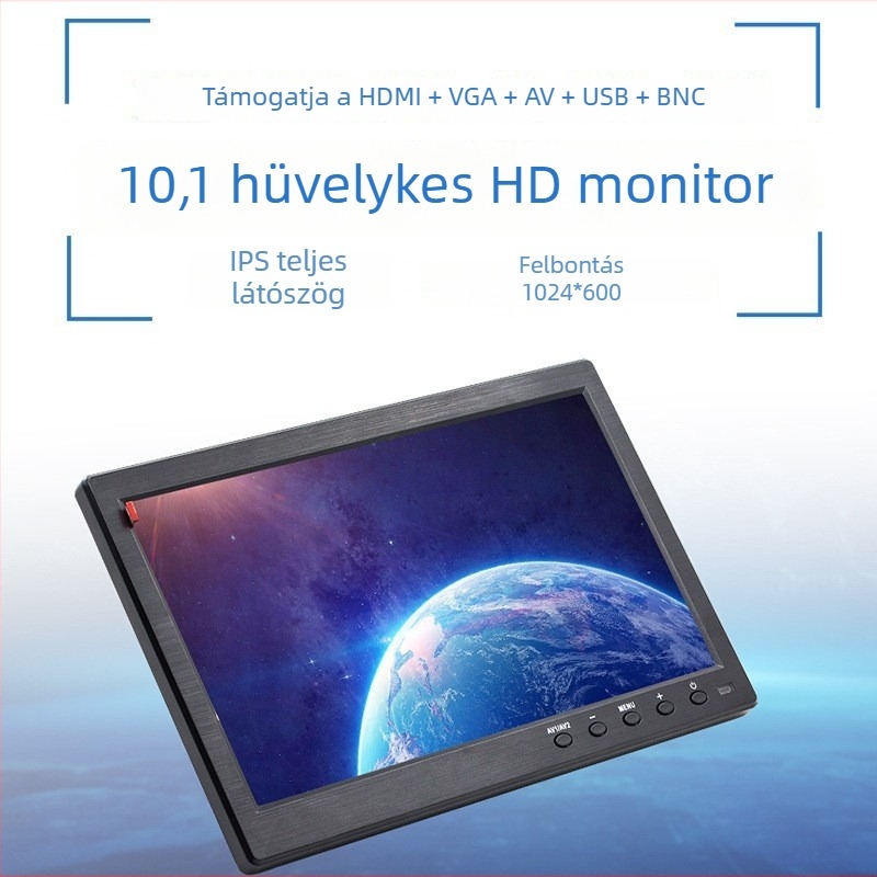 Ywd-101 Jármű számítógép-monitor – LCD kijelző, 1024x600 felbontás, HDMI, VGA és BNC bemenetek