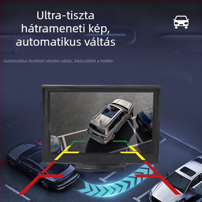 Autó hátrameneti kijelző napellenzővel, 12-24V, felbontás 480x272, modell TJ4301