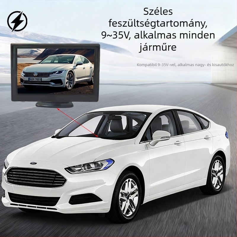 Autó hátrameneti kijelző napellenzővel, 12-24V, felbontás 480x272, modell TJ4301