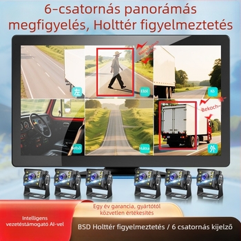 Autó BSD/ADAS holttér-figyelő kijelző 10,1 hüvelykes IPS kijelzővel és HD felvétellel, AHD-kompatibilis, 4-utas, teherautókhoz