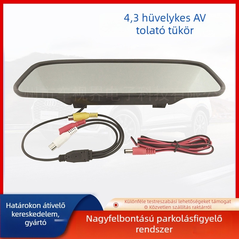 Hátrameneti autó kijelző LED-kijelzővel, CAR4300, 480x272 felbontás, RGB bemenet, testreszabható feldolgozás